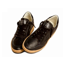 Golden Goose Ball Star In Black Nappa With Black Glitter Star And Suede Heel Tab