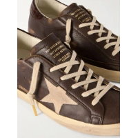 Golden Goose Mens Super Star Brown Croco-Print