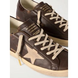 Golden Goose Mens Super Star Brown Croco-Print