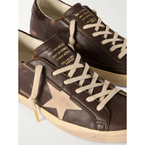 Мужские кеды Golden Goose Mens Super Star Brown Croco-Print