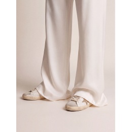 Golden Goose Super Star With Gold Glitter Star And Ice-Gray Suede Inserts