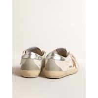 Golden Goose Super Star With Gold Glitter Star And Ice-Gray Suede Inserts