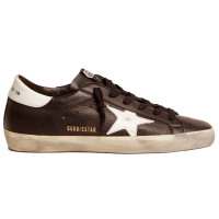 Golden Goose Super Star In Black Leather With White Leather Star And Heel Tab