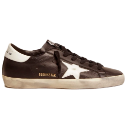 Golden Goose Super Star In Black Leather With White Leather Star And Heel Tab
