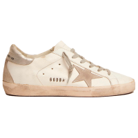 Golden Goose Super Star With Silver Heel Tab And Metal Stud Lettering
