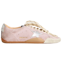 Golden Goose True Star In Pastel Pink Suede With Silver Star And Heel Tab