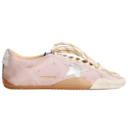 Golden Goose True Star In Pastel Pink Suede With Silver Star And Heel Tab