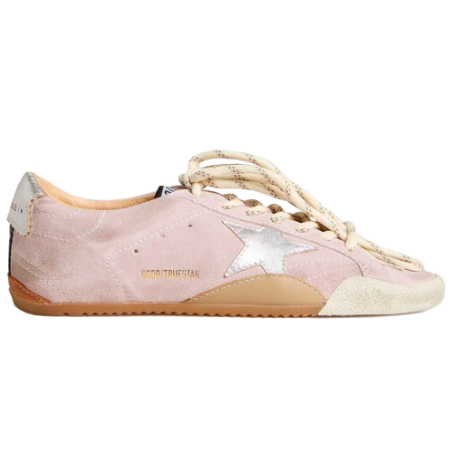 Женские кеды Golden Goose True Star In Pastel Pink Suede With Silver Star And Heel Tab