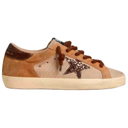 Golden Goose Super Star in Beige Suede With White Star and Heel Tab