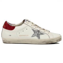Golden Goose Super Star Beige Silver Glitter Star