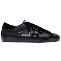 Golden Goose Mens Super Star in Black Leather With Black Sole