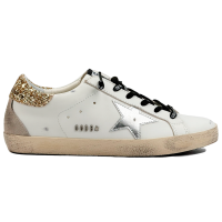 Golden Goose Super Star Donna Bianche in Pelle Con Talloncino Glitter